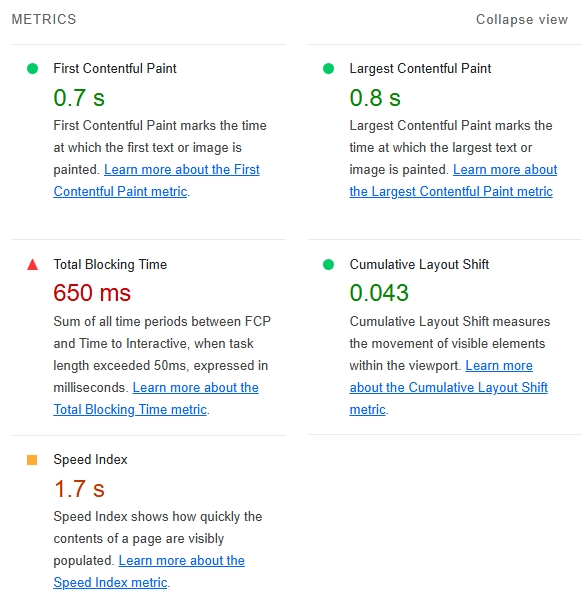 lighthouse-result-metrics